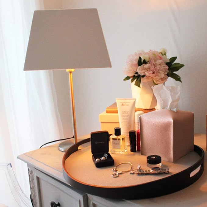 Carrotez Tissue Box Cover, [Refined] Modern PU Leather Rectangular Tissue Box Holder - Decorative Holder/Organizer for Bathroom Vanity Countertop, Night Stands, Office Desk 9.5"X5"X5" - Peach Pink - Image 9