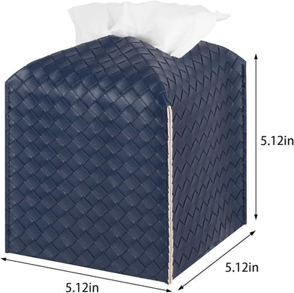 Tissue Box Cover Square Leather Facial Paper Holder, Navy Blue | PU Leather，Easy to Fill, Easy Clean, Decorative Cube Tissue Box Holder for Office, Bathroom,Kitchen, Living room, Guest room - Image 3