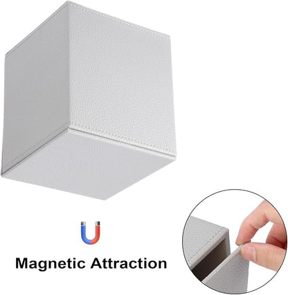 Sumnacon Tissue Box Cover Square,Magnetic Bottom PU Tissue Box Holder,Grey | Stylish Cube Leather Tissue Cover,Lychee Pattern,Decorative Tissue Box Covers for Living Room Bathroom Table Desk Office Car - Image 6