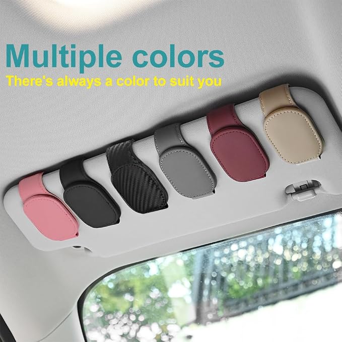 2-Packs Leather Sunglasses Holders for Car Sun Visor, Magnetic Glasses Eyeglass Hanger Clip for Car - Image 7