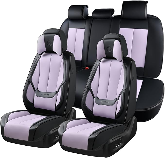 Coverado Car Seat Covers, Seat Covers for Cars, Waterproof Leather Auto Seat Protectors, Leather Car Seat Cushion, Car Interiors Accessories Universal Fit for Most Cars by COVERADOAUTO