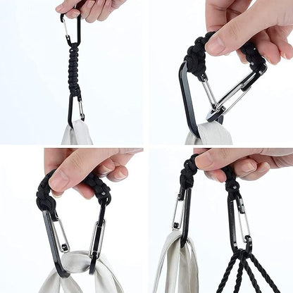 BRAVESHINE Paracord Keychain Carabiner Clip | D Ring Hanger Lanyard Hook | 7.3inch Long | for Stroller, Water Bottle, Key, Backpacks, Men, Women, Luggage, Car Seat Headrest, Fence, Bag Charms - Image 5