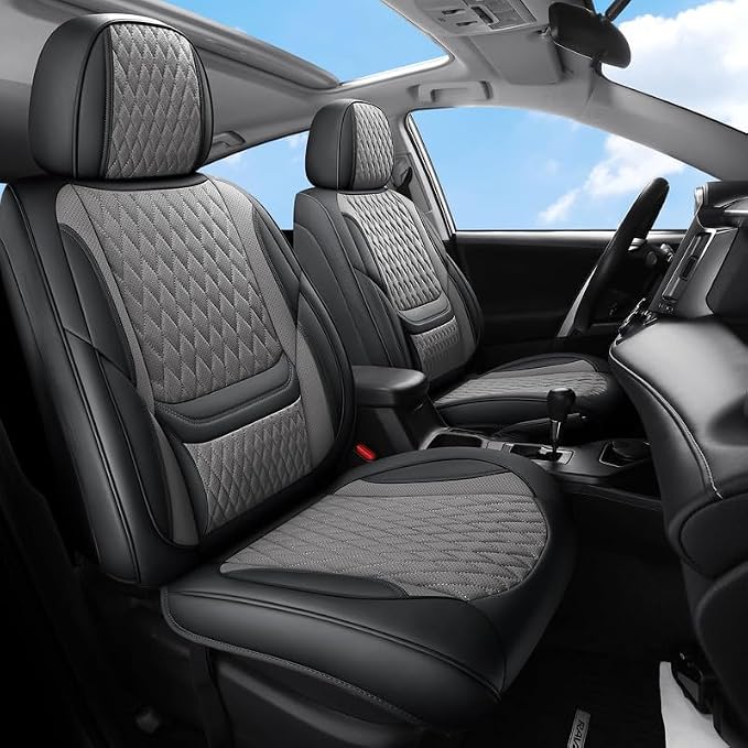 Car Seat Covers Full Set Custom Fit For Lexus ES300h 2013-2026, Black&Gray | Lumbar Support, Premium Faux Leather, Breathable, Anti-Slip, Airbag Compatible, Waterproof, Car Seat Protectors, 2 Row-5Seat by Unknown