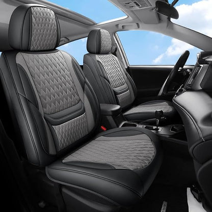 Car Seat Covers Full Set Custom Fit For Lexus ES300h 2013-2026, Black&Gray | Lumbar Support, Premium Faux Leather, Breathable, Anti-Slip, Airbag Compatible, Waterproof, Car Seat Protectors, 2 Row-5Seat by Unknown