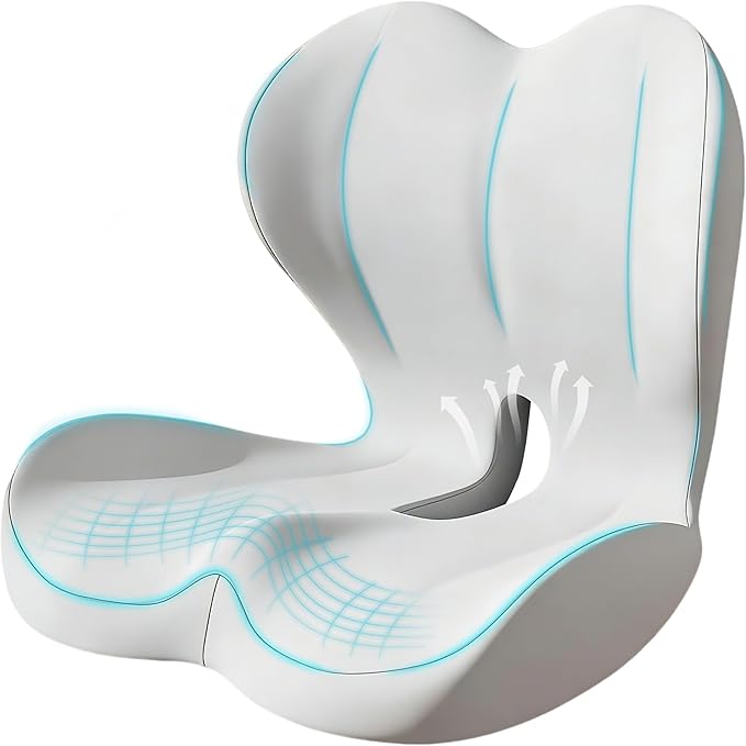 Seat Cushion for Office Chair, Ergonomic Cushion with Lumbar Support Pillow | Orthopedic Memory Foam Coccyx Cushion for Tailbone & Sciatica Pain Relief, Ideal For Office Chairs, Car Seats, Wheelchairs by Unknown
