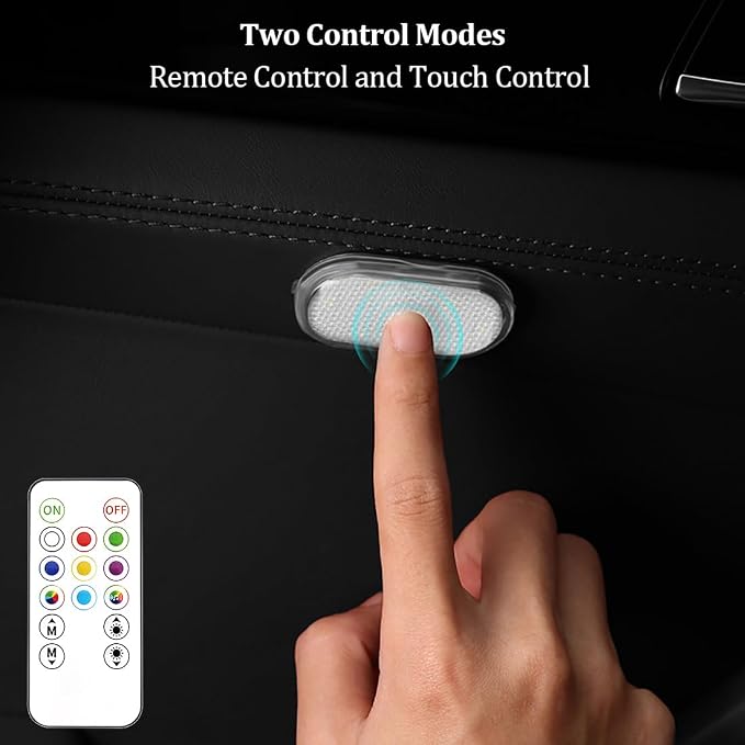 4 PCS Car Led Lights Interior,7 Colors Ambient Lighting Car Interior,USB Rechargeable Car Interior Reading Light,Portable Led Lights for Car - Image 3