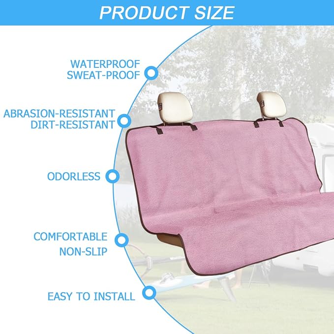 Osilly Car Seat Cover Towel Fabric, Anti-Slip Pink Bench | Soft texture, granular backing, washable staff protection, easy cover adjustment, universal fit, car interior accessories - Image 2