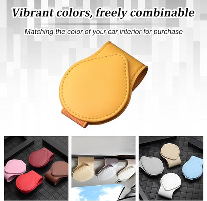 Sunglasses Holder for Car Visor, Magnetic Leather Sun Visor Eyeglasses Hanger & Ticket Card Clip, for Most Cars - Image 6