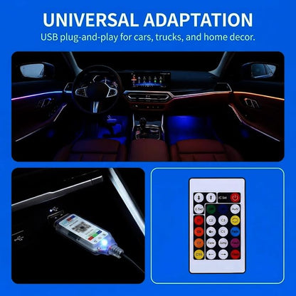 Car Interior LED Strip Light, Flexible Acrylic RGB Ambient Neon Light with Wireless APP & Remote Control, 3-in-1 Music Sync Auto Internal Atmosphere Lamp Strip, Universal for Vehicles - Image 4
