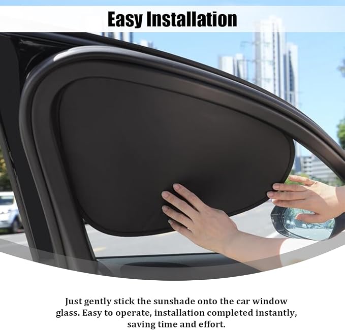 2PCS Car Window Shade, Static Suction Side Window Sun Shield Block UV Rays & Heat Glare, Foldable Auto Sunshade Cover for Baby Sleeping, Universal for SUV Van Truck (Front) - Image 5