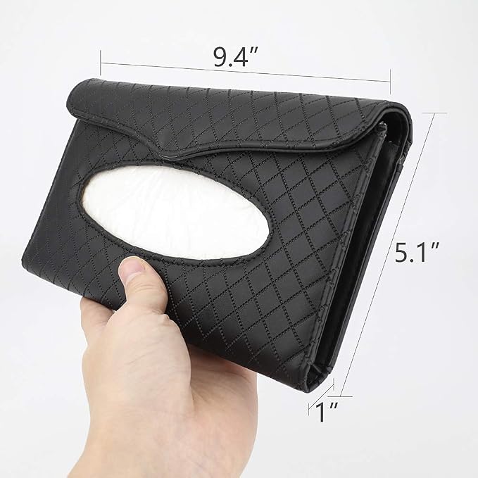 Car Tissue Holder, Sun Visor Tissue Holder, Car Visor Napkin Holder, PU Leather Backseat Tissue Case for Auto/Truck (Black) - Image 4