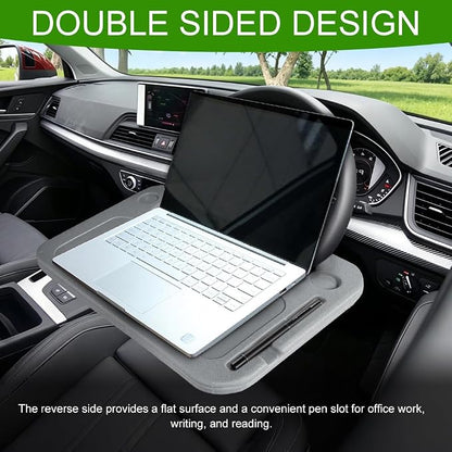 Car Steering Wheel Desk, Portable Car Tray, Durable Multi-Functional Travel Workstation with Cup Holder, Car Essentials Portable Laptop Tray & Eating Table for Most Vehicles Road Trip (Grey) - Image 5