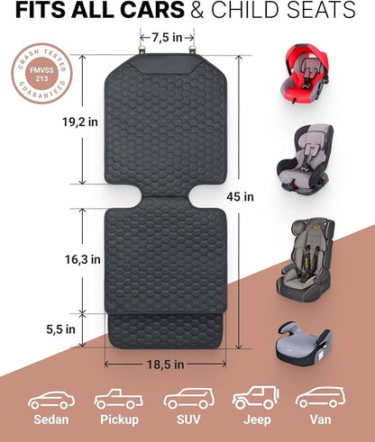 Set Seat Back Organizer & Car Seat Protector Hexy Waterproof & Non-Slip Protector for Child Car Cushion for Leather and Fabric Seats (Black 2pcs) - Image 5