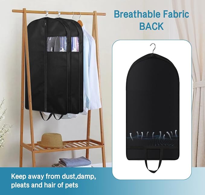 KIMBORA 35" Garment Bags for Hanging Clothes Travel, 4" Gusseted Suit Bags for Closet Storage Mens Garment Protector Cover for Coats, Jackets, Shirts (3 Packs) - Image 6