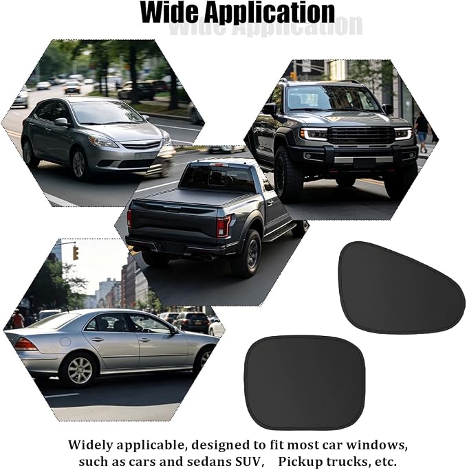 4PCS Car Window Shade, Static Suction Front Rear Side Window Sun Shield Block UV Rays & Heat Glare, Foldable Auto Sunshade Cover for Baby Sleeping, Universal for SUV Van Truck - Image 6