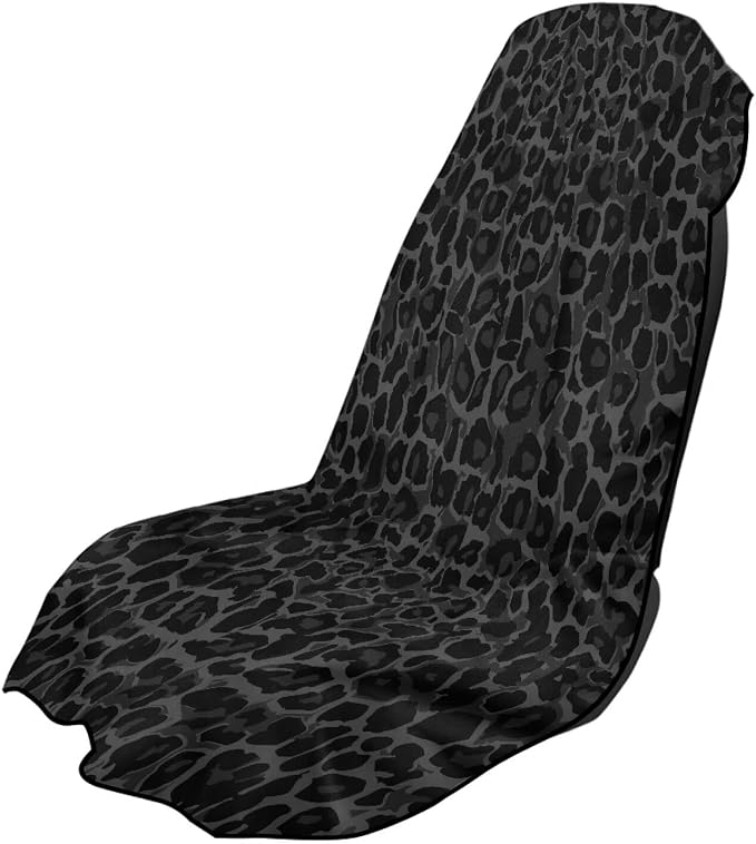 SEANATIVE Black Leopard Sweat Towel Seat Cover, Premium Car Seat Towel Protector for Trucks SUV Jeep, Universal Seat Covers for Post Gym Workout, Running, Swimming, Beach by SEANATIVE