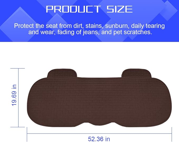 Osilly Car Back Seat Cover, Anti-Slip Long Vehicle Rear Bench Protectors with Storage Pocket, Breathable Comfortable Auto Interior Seating Bottom Protection Accessories, Universal Fit (Coffee) - Image 2
