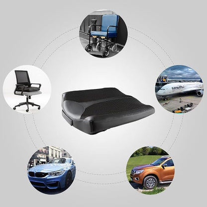 Car Memory Foam Heightening Front Seat Cushion for Short People Driving, Hip(Coccyx/Tailbone) and Lower Back Pain Relief Butt Pillows, Adult Booster Seat for Car. (Black) - Image 9