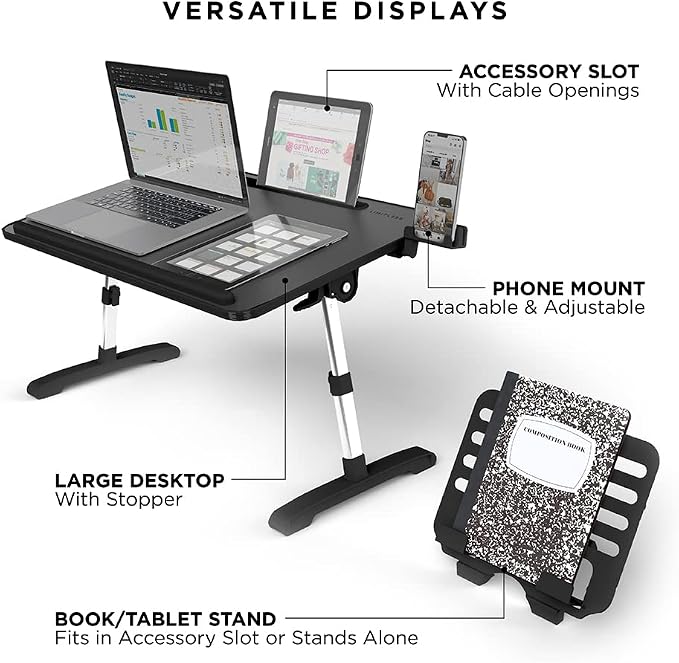 Limitless TotalDesk Portable Modern Workstation and Lap Desk with Adjustable Height & Tilt (Charcoal) - Image 10
