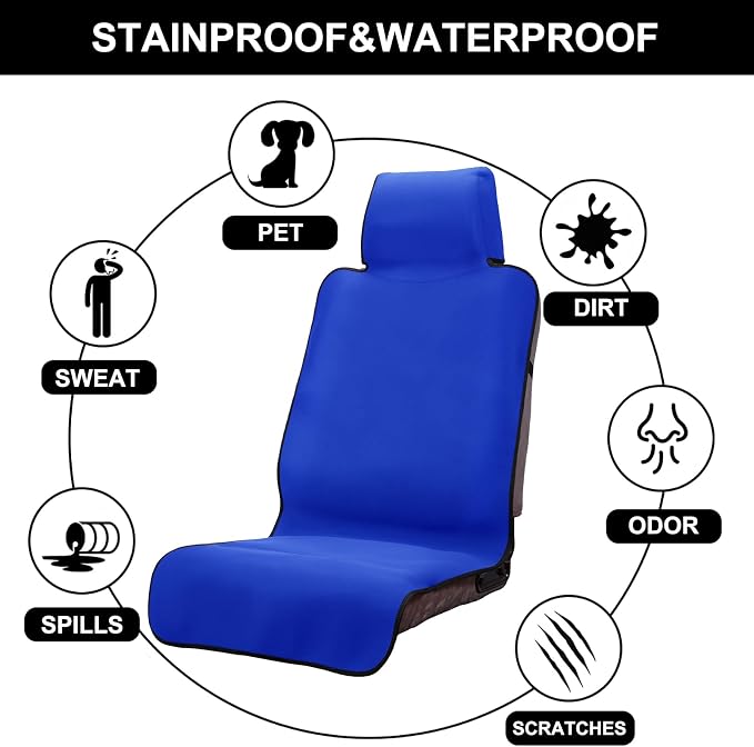 INFANZIA Premium Waterproof Seat Cover Towel Protector Neoprene Universal Fit, Upgraded 100% Washable & Removable Non-Slip Sweat Carseat Towel Covers, Perfect for Gym/Yoga/Workout（Royal Blue,2PCS - Image 3