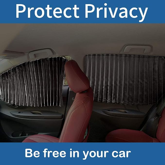Ovege Magnetic Car Window Shades Back Seat Privacy Curtains Baby | UV Protection, 2 Pleated Silky car curtains ，100% blackout, steel frame compatible - Image 6