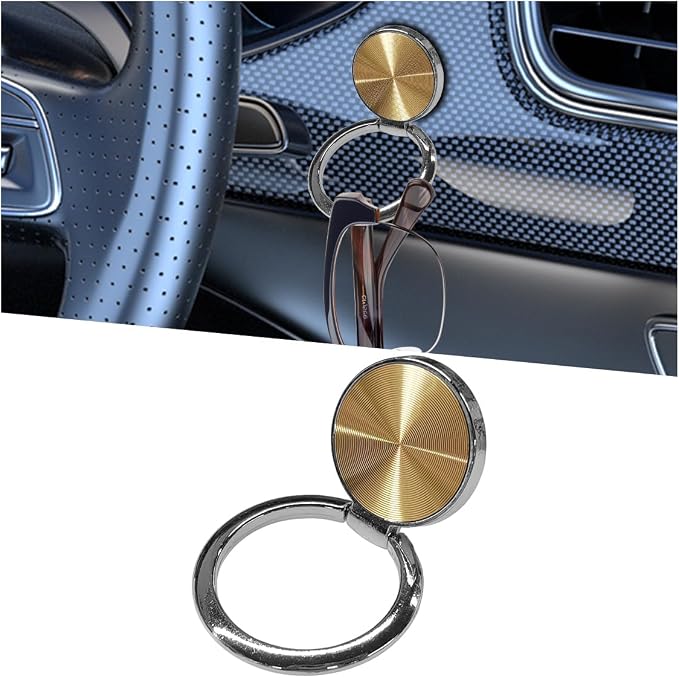 Sunglass Holder for Car Dash, Metal Auto Dashboard Eyeglass Holder Hook, Universal Vehicle Interior Hanger Accessories for Car, Home, Boat, RV, Truck, Office, Phone (Gold, 1PC) by Unknown
