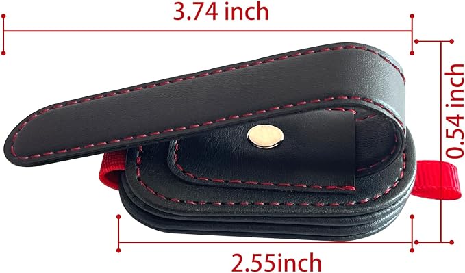 2 Pack Sunglasses Holder for Car Visor, Magnetic Leather Eyeglass Clip, Applicable to Most Eyeglasses,Ticket，Notes and Non-Magnetic Cards, etc. (Black) - Image 2