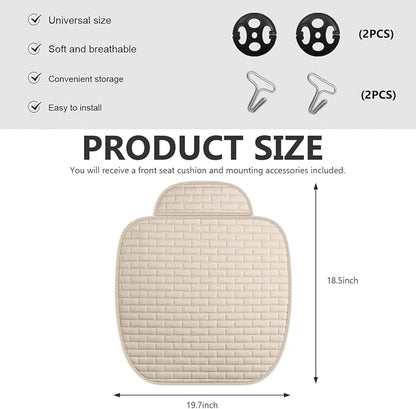 Car Seat Cover for Front Seats, Comfortable Linen Seats Cushion Pad Mat with Storage Pockets, Anti-Slip Breathable Bottom Front Seat Cover Protector for SUV Truck Van (Beige) - Image 2