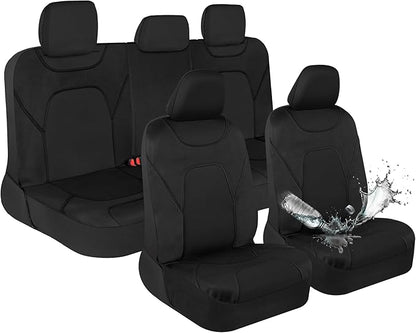 Motor Trend Waterproof Car Seat Covers Full Set – Black Seat Covers for Car Front & 60/40 Split Back Bench - Carseat Cover for Trucks, SUV, Vans - Universal Fit for Most Regular Size Vehicles by MotorTrend