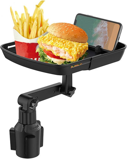 Cup Holder Tray Table, Expander Car Drink Food Tray for Eating, 360º Rotating Adjustable Stretchable Non-Slip Car Cup Holder Trays, Cars Interior Organizer Accessories(Black,Size:8inch) - Image 2