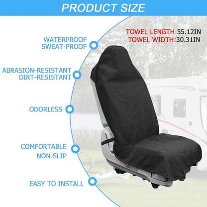 Osilly Car Seat Cover Towel Fabric, Anti-Slip Black Front | Soft texture, granular backing, washable staff protection, easy cover adjustment, universal fit, car interior accessories - Image 2