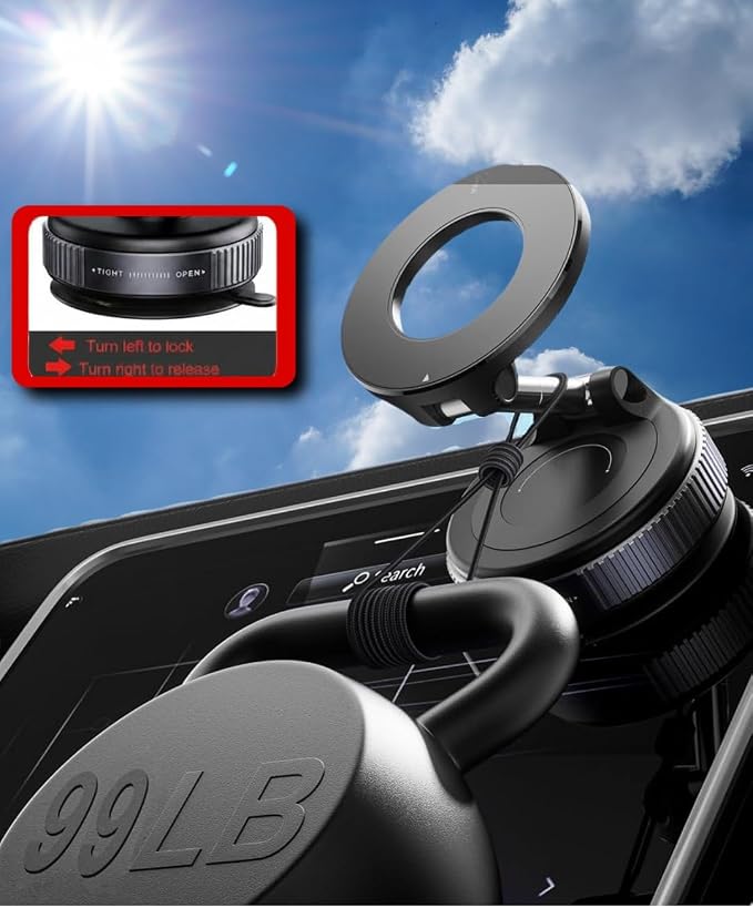 OOB 2026 Magnetic Phone Holder for iPhone 17-12 Models, MagSafe and Magnetic Andoid Models. Strong Suction Cup Base [99+LB] for Car and Office and Desk, Android HMD Skyline, Google Pixel 10 - Image 2