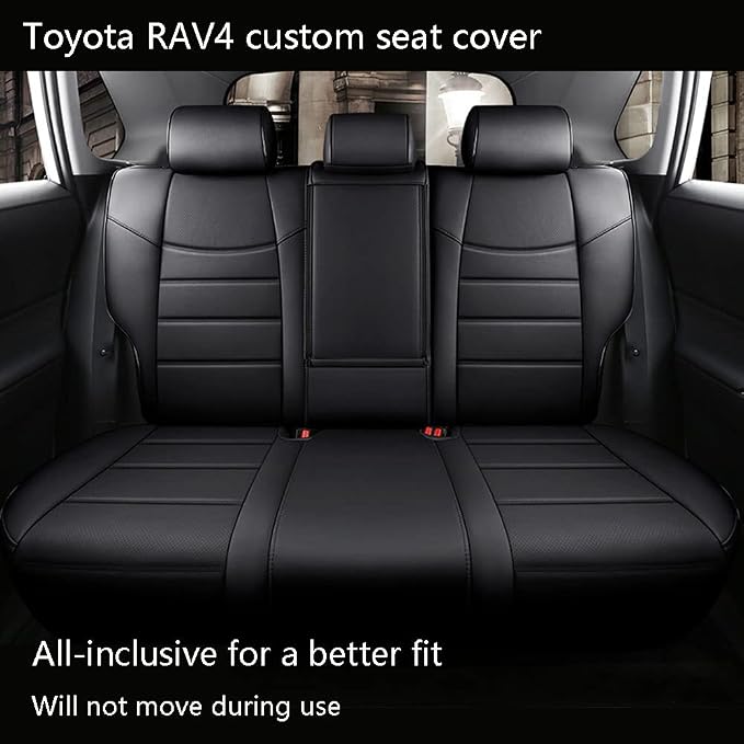 CocheFamilia Custom Fit RAV4 Car Seat Cover for Select Toyota RAV4 2021-2024 Prime SE,XSE & 2019 2020 2021 2022 2023 2024 2025 Hybrid/PHEV SE,XSE - Full Set,Leather (Black) - Image 3