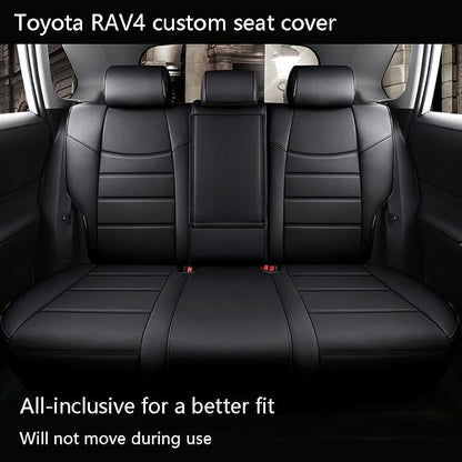 CocheFamilia Custom Fit RAV4 Car Seat Cover for Select Toyota RAV4 2021-2024 Prime SE,XSE & 2019 2020 2021 2022 2023 2024 2025 Hybrid/PHEV SE,XSE - Full Set,Leather (Black) - Image 3