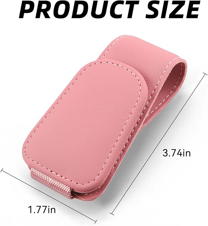 2 Pack Magnetic Leather Car Visor Sunglass Holders, Pink | flip-open design, holds eyewear tickets or cards, tool-free mounting, fits most cars and trucks, car interior accessories - Image 2