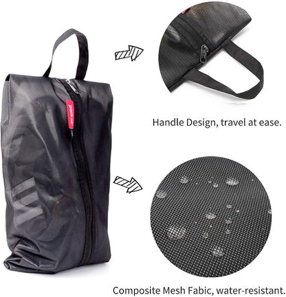 pack all Plus-Sized Shoe Bag for Travel, Water-Resistant Shoe Pouch | Odor-Resistant, Dustproof, Portable, Soccer Cleats & Gym Storage, Fits Up to Size 16, 2 Pack, Black - Image 7