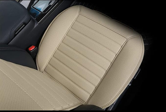 Universal Car Seat Cover PU Leather Car Seat Cushion Driver Seat Cover with Backrest - Car Front Seat Protector Fits 95% of Vehicles-1 Piece (Beige-B) - Image 2
