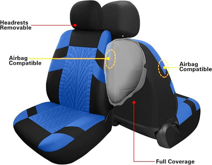 Pariitadin Car Seat Covers Front Pair, Washable and Breathable Seat Covers for Cars, Universal Fit Car Interior Covers for Most Sedan, Truck, SUV, Black/Blue - Image 4