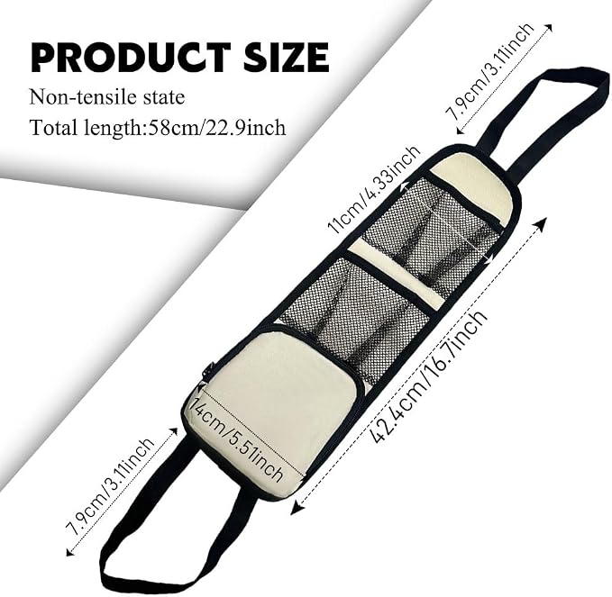 Car Seat Side Storage Pocket, Car Seat Organizer Hanging Bag (1, Beige) - Image 2