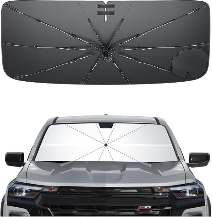 SXCY for 2023-2025 2026 Chevy Colorado/GMC Canyon Windshield Umbrella Sunshade [Easier Foldable] 2025 2026 Colorado/Canyon Accessories 2026 Colorado Sunshade Umbrella Windshield Sun Shade Umbrella by SXCY