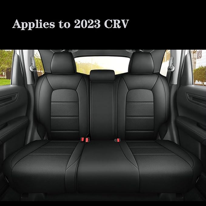 CocheFamilia CRV Seat Covers Custom Fit for Honda CRV 2023 2024 2025 2026 Leather Car Seat Cover Full Set for Trucks SUV,Waterproof Car Seat Cushion,Faux Leather (Black) - Image 3