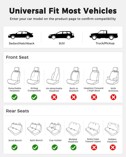 Huidasource Red Front Seat Cover Luxury Nappa Leather, Front Car Seat Cover with Airbag, Front Storage Pocket, Lumbar Support, Cooling＆Heating, Seat Covers Universal Fit for Most Cars SUV Trucks, Red - Image 9