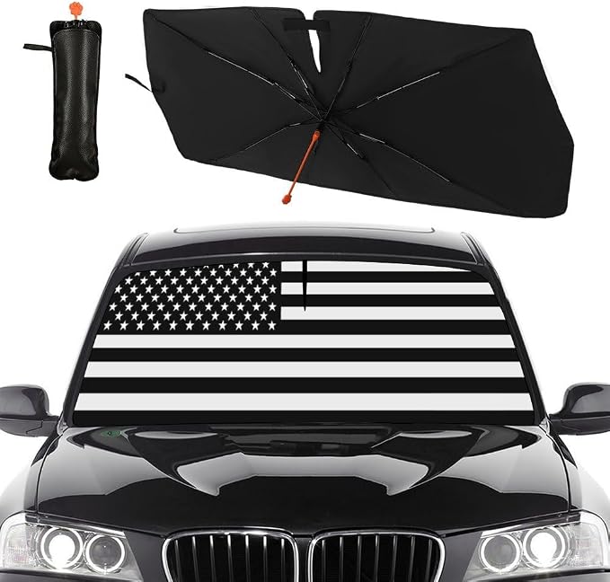 American Flag Car Windshield Sun Shade Umbrella Sunshade Block UV Rays Sun Visor Protector Auto Windshield Sunshade to Keep Vehicle Cool for Cars Trucks & Suvs 57 X 30 in by Socira