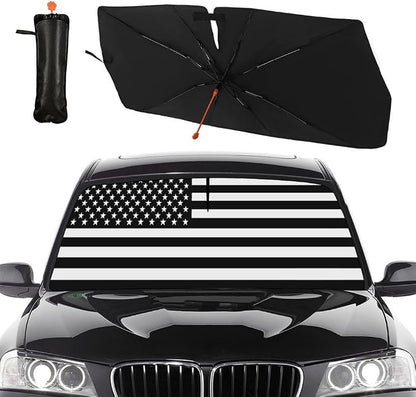 American Flag Car Windshield Sun Shade Umbrella Sunshade Block UV Rays Sun Visor Protector Auto Windshield Sunshade to Keep Vehicle Cool for Cars Trucks & Suvs 57 X 30 in by Socira