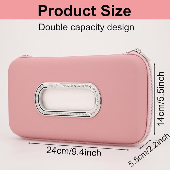 Car Tissue Holder, Sun Visor Napkin Holder, Luxury PU Leather Backseat Tissue Case Holder (Pink) - Image 2