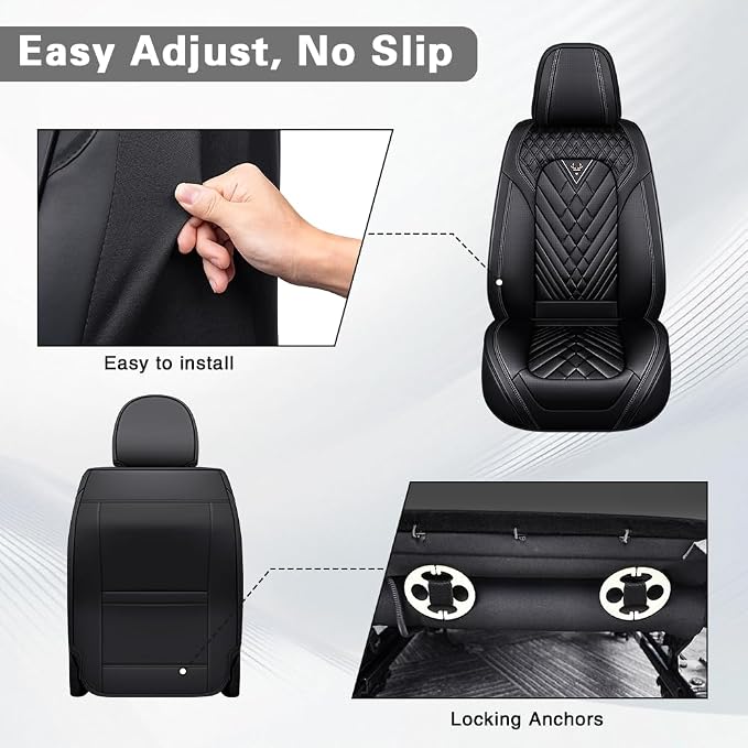 for Toyota Highlander Seat Covers 2001-2026,Premium Leather, 360° Full Protection, Thick Padding & Memory Foam, Waterproof & Stain-Resistant Car Seat Cover Front Set (2 Seat,Black) - Image 7
