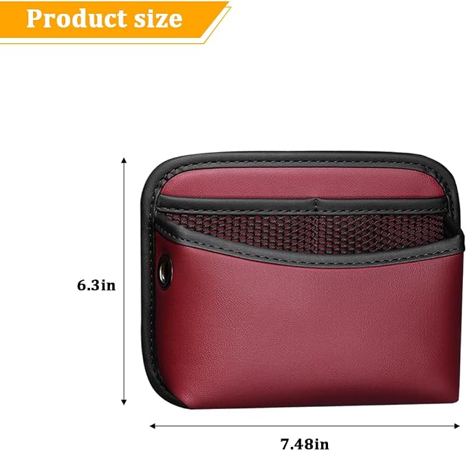 Car Seat Side Pocket Organizer, Leather Automotive Seat Door Pouch Bag Organizer, Vehicle Wallet Cards Phone Sunglasses Storage Holder Pocket Accessories, Universal Fit (Red) - Image 2