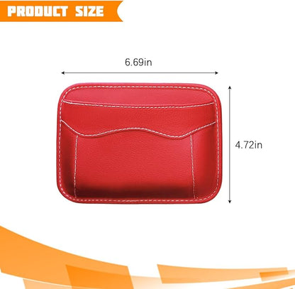 Car Seat Side Pocket Organizer, PU Leather Mini Vehicle Phone Holder Storage Bag, Automotive Interior Tray Pouch Seat Gap Filler Accessories, Universal for SUV Sedan Truck (Red) - Image 2