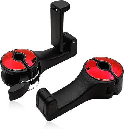 2PCS Car Headrest Hook with Phone Holder, Universal Car Headrest Storage Organizer Hanger Hook with Lock, Automotive seat Back Organizer headrest Hooks for Bags (Red) by Unknown