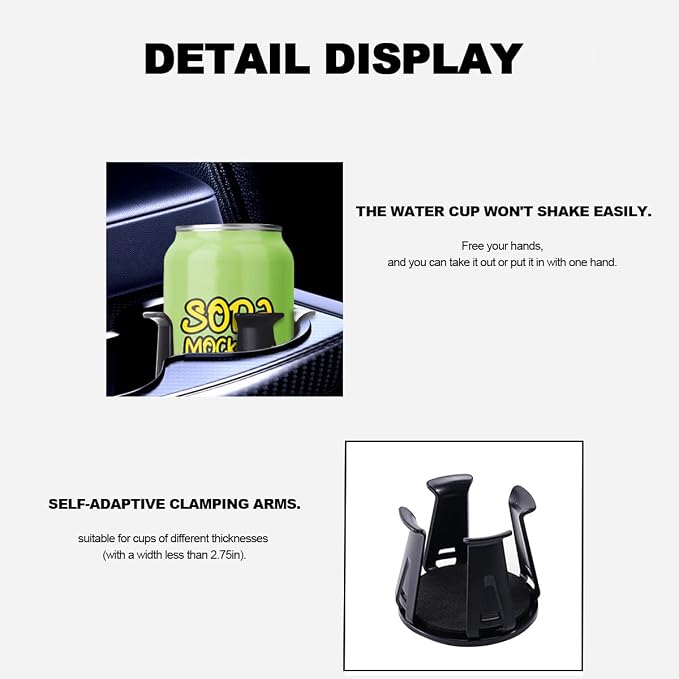 Zpana Car Slim Can Cup Holder Adapter, 2PCS Vehicle Energy Drink Holder Insert, Reversible Wiggle Free Automotive Cup Holder Expander Accessories, Universal for SUV, Sedan, Truck(2PCS) - Image 4